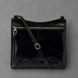 HOBO International Cambel Black Leather Crossbody Shoulder Bag Purse Slim